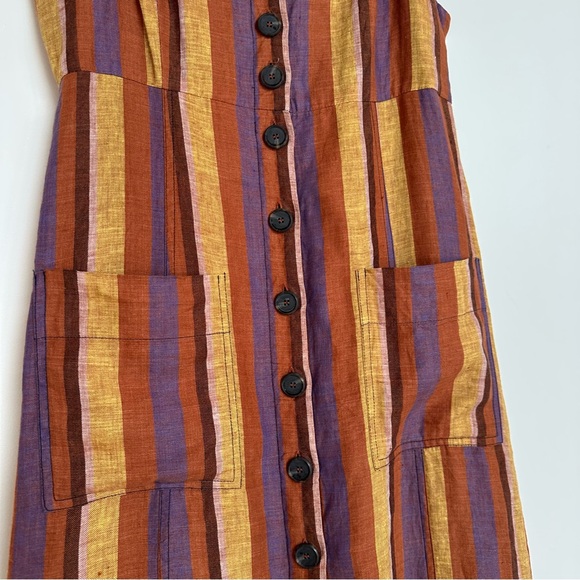 SEA New York 100% Linen Striped Midi Dress Size 4 - Picture 5 of 11